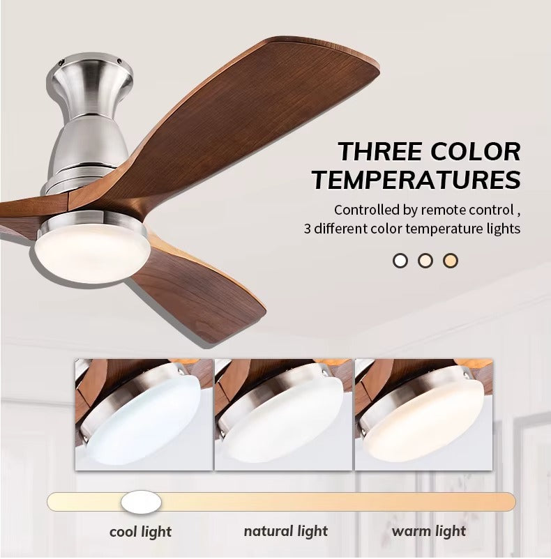 Deckenventilator „AeroWood 3“ mit Licht, Fernbedienung und Holzflügeln