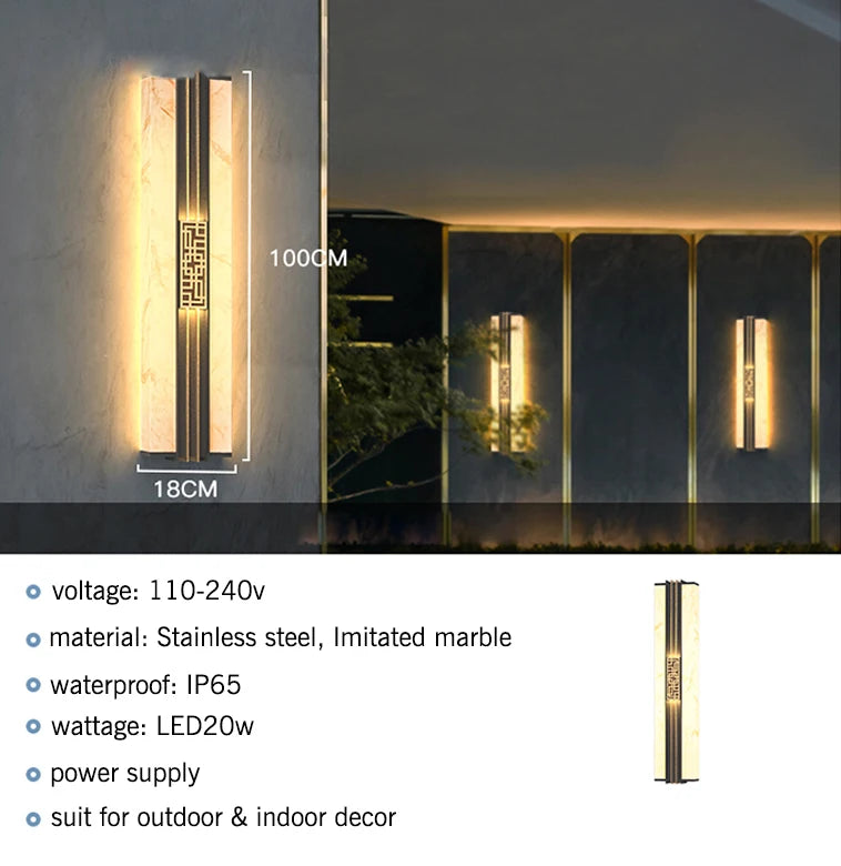 Μαρμάρινο Εξωτερικό LED Φωτιστικό Τοίχου IP65 "Porticus Aegis"