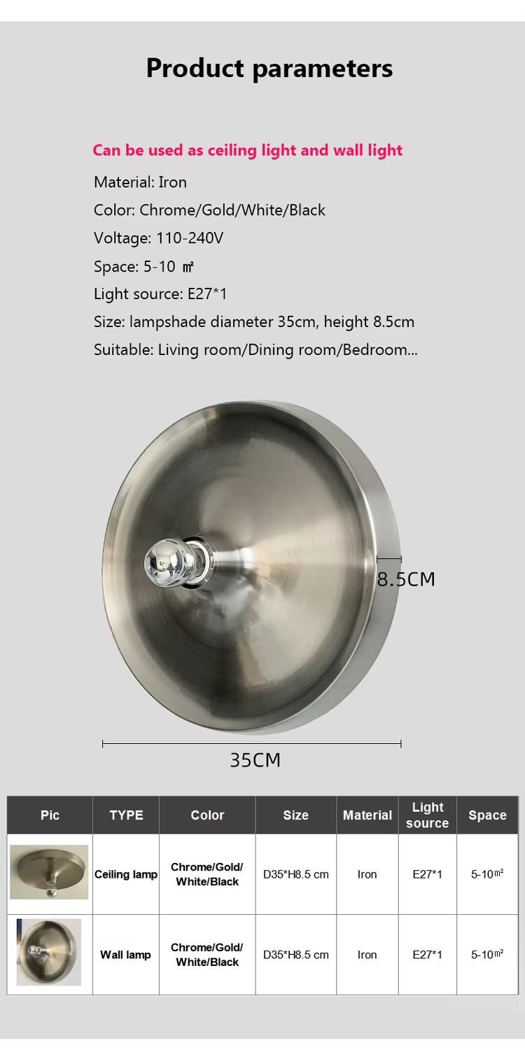 Metal Wall Lamp "SPACE-UFO" with E27 LED socket