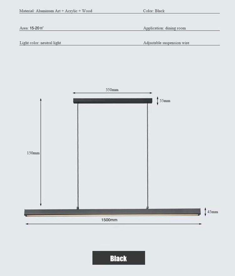 Μοντέρνο Γραμμικό LED αλουμινίου 120/150 cm – Dimmable, Μαύρο