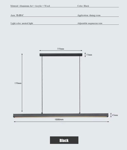 Μοντέρνο Γραμμικό LED αλουμινίου 120/150 cm – Dimmable, Μαύρο