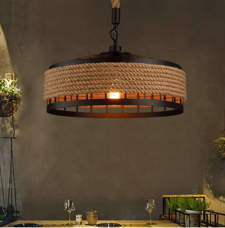 CountryRope Lampe im amerikanischen Landhausstil mit Hanfseil