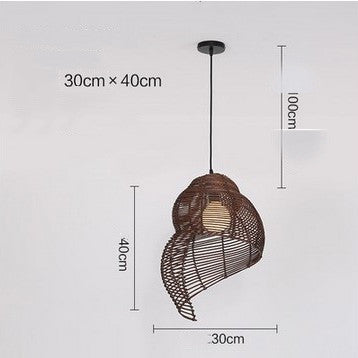 SnailWoven Luminary Φωτιστικό Κρεμαστό με Ρατάν