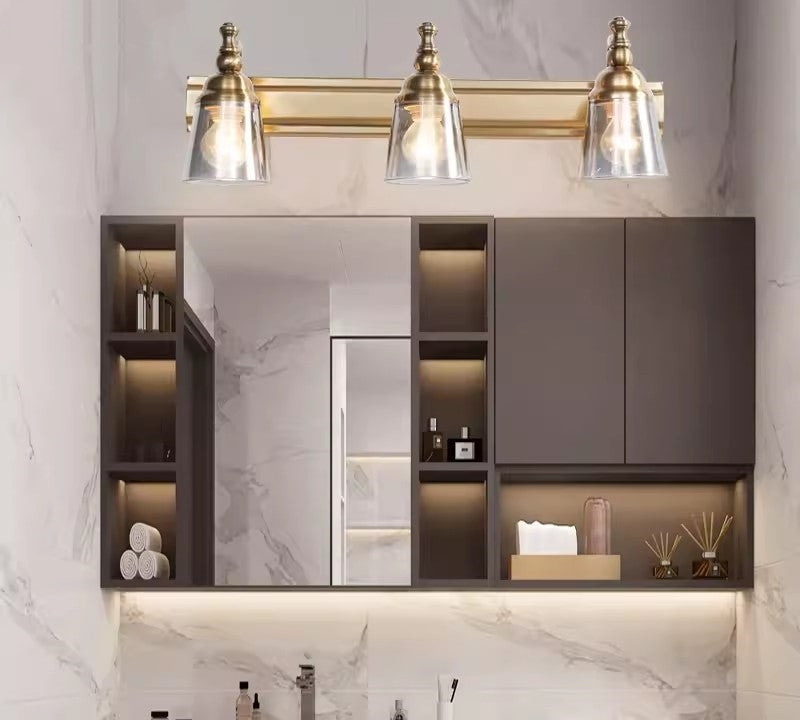Aluminium-Wandleuchte „BronzeBeam“ mit 1-4 Flammen und Glaslampenschirm