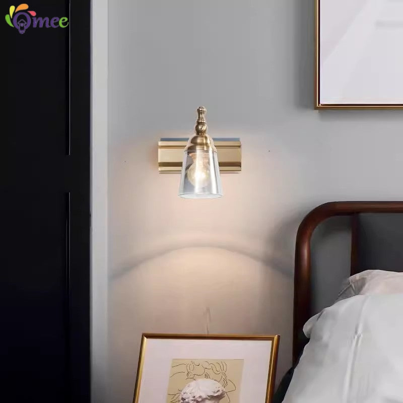Aluminium-Wandleuchte „BronzeBeam“ mit 1-4 Flammen und Glaslampenschirm