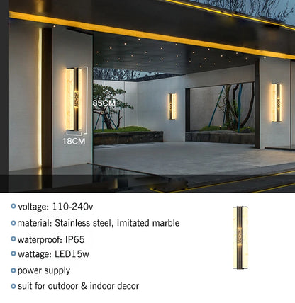 Μαρμάρινο Εξωτερικό LED Φωτιστικό Τοίχου IP65 "Porticus Aegis"