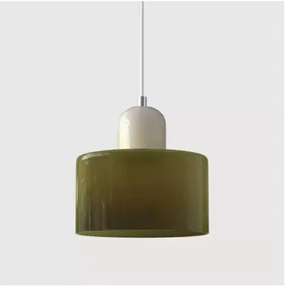 Κρεμαστό Φωτιστικό Γυάλινο "Linea Glass" E27 Μοντέρνο σε Λευκό, Πράσινο, Ροζ ή Πορτοκαλί