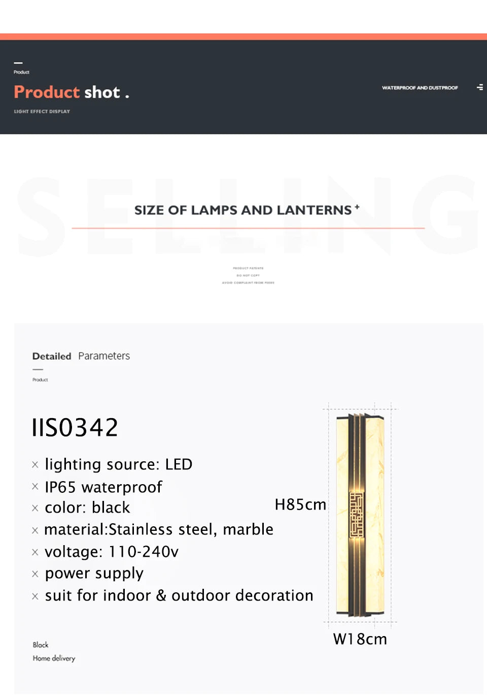 Μαρμάρινο Εξωτερικό LED Φωτιστικό Τοίχου IP65 "Porticus Aegis"