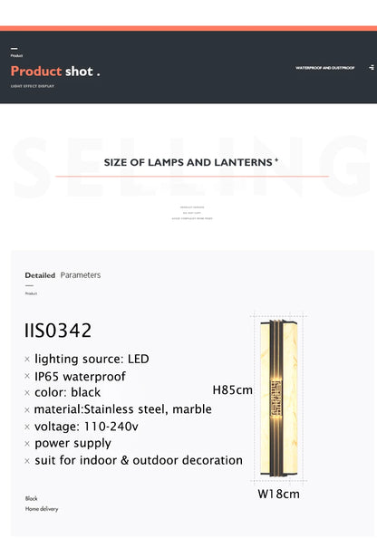 Μαρμάρινο Εξωτερικό LED Φωτιστικό Τοίχου IP65 "Porticus Aegis"