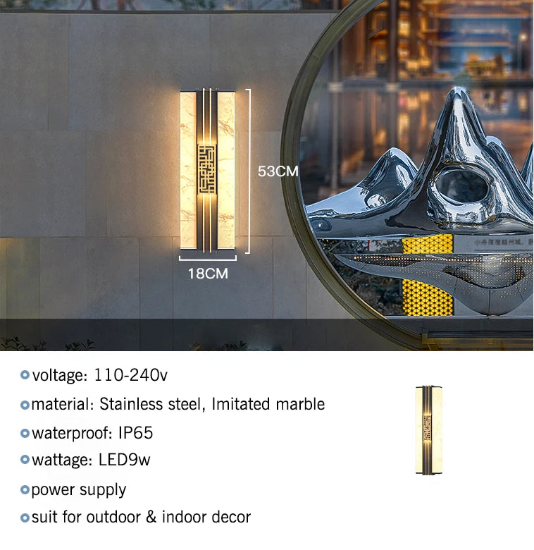 Μαρμάρινο Εξωτερικό LED Φωτιστικό Τοίχου IP65 "Porticus Aegis"