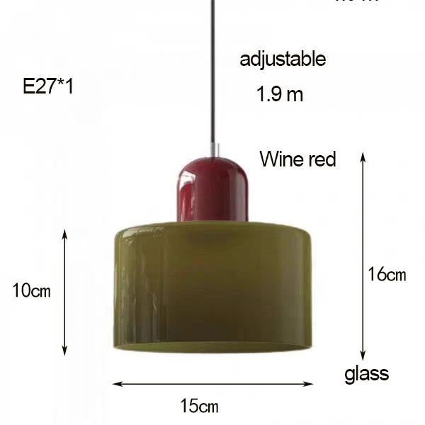 Κρεμαστό Φωτιστικό Γυάλινο "Linea Glass" E27 Μοντέρνο σε Λευκό, Πράσινο, Ροζ ή Πορτοκαλί