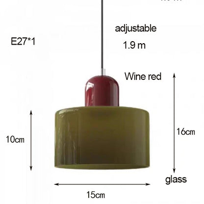 Κρεμαστό Φωτιστικό Γυάλινο "Linea Glass" E27 Μοντέρνο σε Λευκό, Πράσινο, Ροζ ή Πορτοκαλί