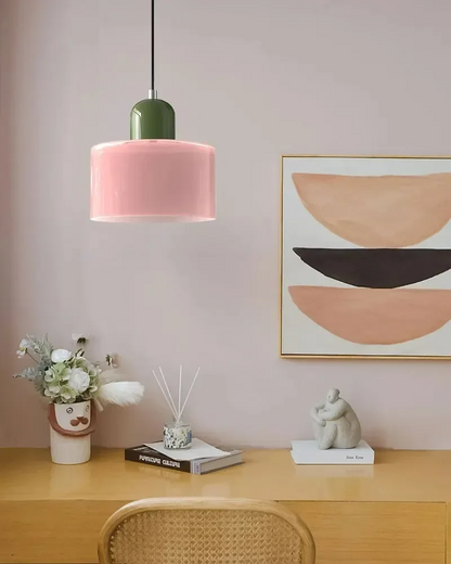 Κρεμαστό Φωτιστικό Γυάλινο "Linea Glass" E27 Μοντέρνο σε Λευκό, Πράσινο, Ροζ ή Πορτοκαλί