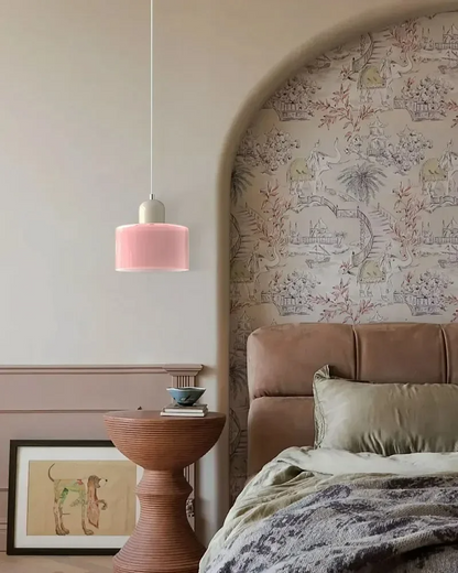 Κρεμαστό Φωτιστικό Γυάλινο "Linea Glass" E27 Μοντέρνο σε Λευκό, Πράσινο, Ροζ ή Πορτοκαλί