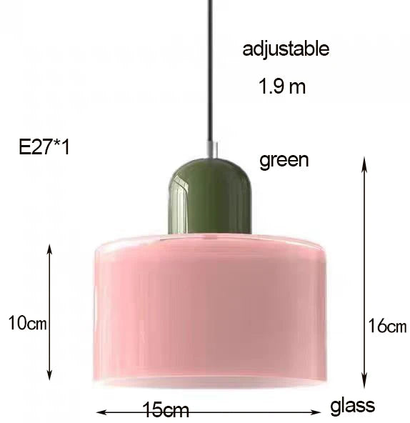 Κρεμαστό Φωτιστικό Γυάλινο "Linea Glass" E27 Μοντέρνο σε Λευκό, Πράσινο, Ροζ ή Πορτοκαλί