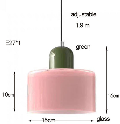 Κρεμαστό Φωτιστικό Γυάλινο "Linea Glass" E27 Μοντέρνο σε Λευκό, Πράσινο, Ροζ ή Πορτοκαλί
