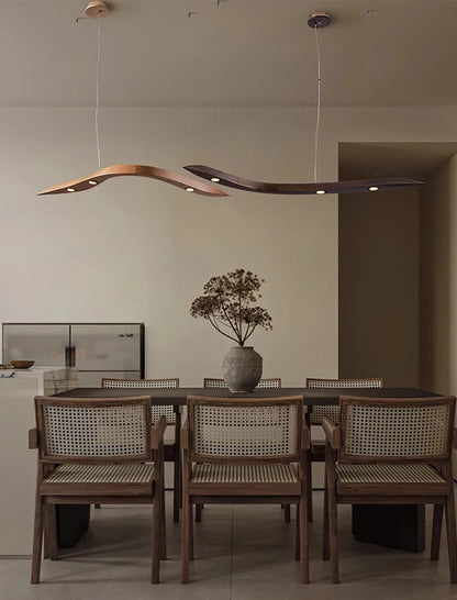 Κρεμαστό  καμπυλωτό φωτιστικό με LED "Arbor Vectra"  από Φυσικό Ξύλο και λεπτομέρειες από inox