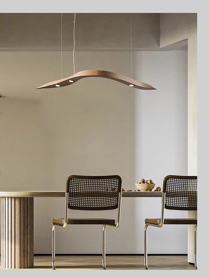 Κρεμαστό  καμπυλωτό φωτιστικό με LED "Arbor Vectra"  από Φυσικό Ξύλο και λεπτομέρειες από inox