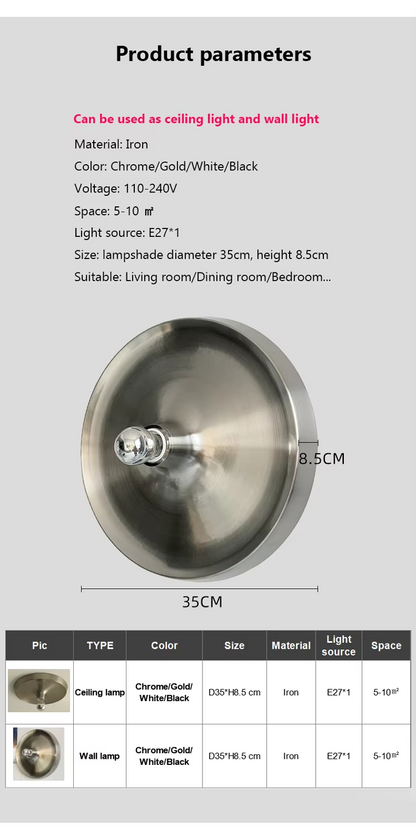 Metal Wall Lamp "SPACE-UFO" with E27 LED socket