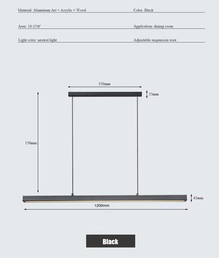 Μοντέρνο Γραμμικό LED αλουμινίου 120/150 cm – Dimmable, Μαύρο