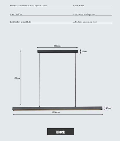 Μοντέρνο Γραμμικό LED αλουμινίου 120/150 cm – Dimmable, Μαύρο